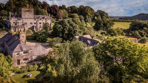 Cider Cottage with Buckland Abbey behind, Devon
